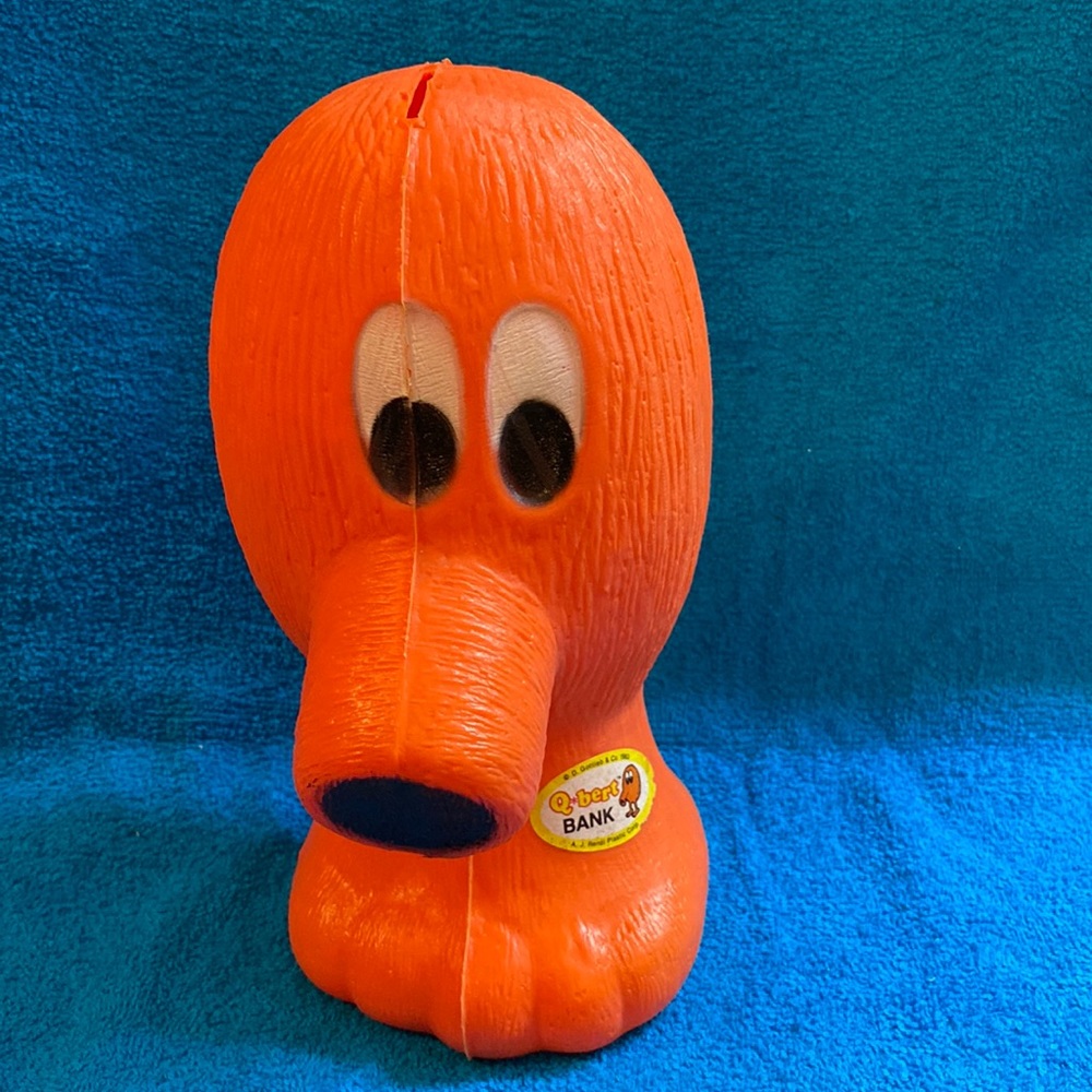 Vintage Q Bert blow mold piggy bank A J Renzi rare gaming collectible Atari